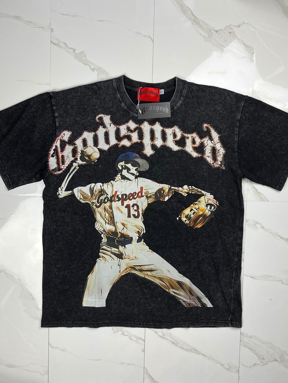 Godspeed Black Graphic Baseball Skeleton T-Shirt with 'OutOf